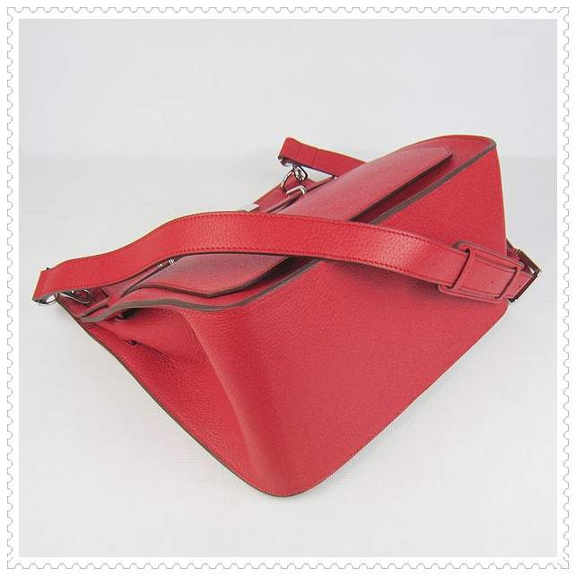 Hermes Jypsiere shoulder bag red with silver hardware